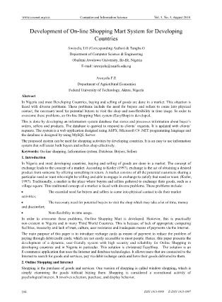 Development of on-line shopping mart system for developing countries