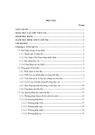 Đồ án Nghiên cứu tách chiết tinh dầu từ lá Quất