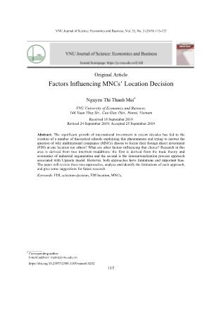 Factors influencing MNCs’ location decision