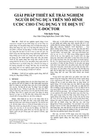 Giải pháp thiết kế trải nghiệm người dùng dựa trên mô hình UCDC cho ứng dụng y tế điện tử E-doctor