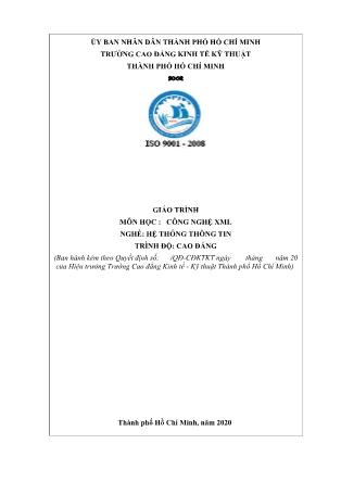 Giáo trình Công nghệ XML - Nghề: Hệ thống thông tin