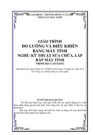 Giáo trình Đo lường và điều khiển bằng máy tính - Nghề: Kỹ thuật sửa chữa, lắp ráp máy tính