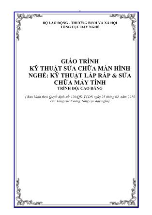 Giáo trình Kỹ thuật sửa chữa màn hình (Phần 2) - Nghề: Kỹ thuật sửa chữa, lắp ráp máy tính