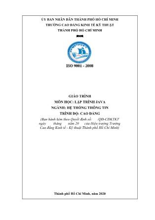 Giáo trình Lập trình Java - Ngành: Hệ thống thông tin