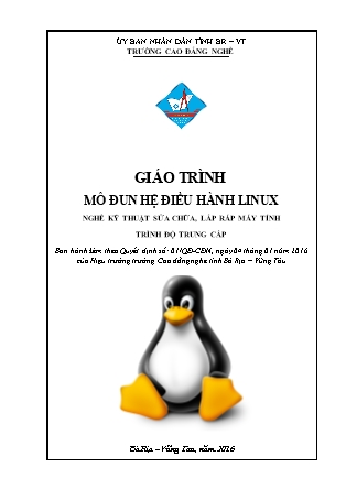 Giáo trình mô đun Hệ điều hành Linux - Nghề: Kỹ thuật sửa chữa, lắp ráp máy tính