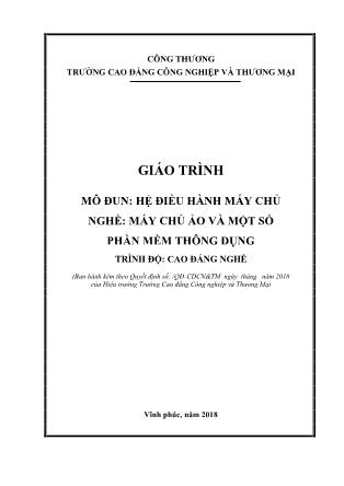 Giáo trình mô đun Hệ điều hành máy chủ - Nghề: Máy chủ ảo và một số phần mềm thông dụng