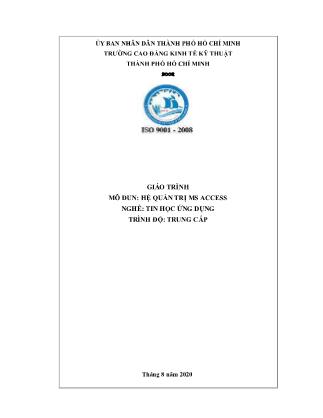Giáo trình mô đun Hệ quản trị MS Access - Nghề: Tin học ứng dụng