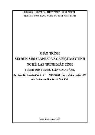Giáo trình mô đun Lắp ráp và cài đặt máy tính - Nghề: Lập trình máy tính