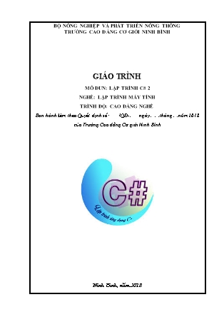 Giáo trình mô đun Lập trình C# 2 - Nghề: Lập trình máy tính