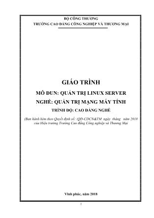 Giáo trình mô đun Quản trị Linux Server - Nghề: Quản trị mạng máy tính