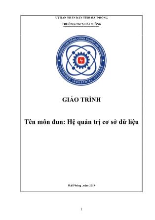Giáo trình môn đun Hệ quản trị cơ sở dữ liệu