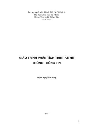 Giáo trình Phân tích thiết kế hệ thống thông tin (Phần 1) - Phạm Nguyễn Cương