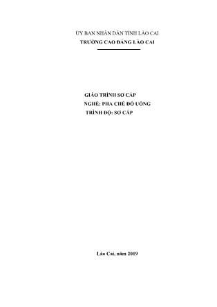 Giáo trình sơ cấp nghề: Pha chế đồ uống