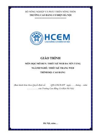 Giáo trình Thiết kế web đa nền tảng - Ngành/nghề: Thiết kế trang web