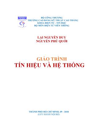 Giáo trình Tín hiệu và hệ thống (Phần 1)