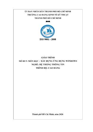 Giáo trình Xây dựng ứng dụng Windows - Nghề: Hệ thống thông tin