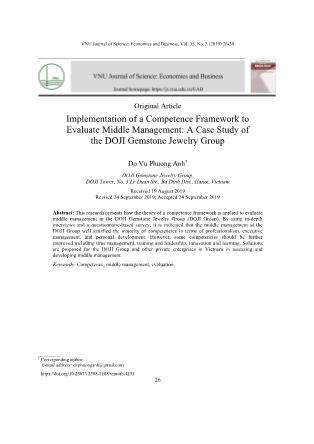 Implementation of a competence framework to evaluate middle management: A case study of the DOJI gemstone jewelry group