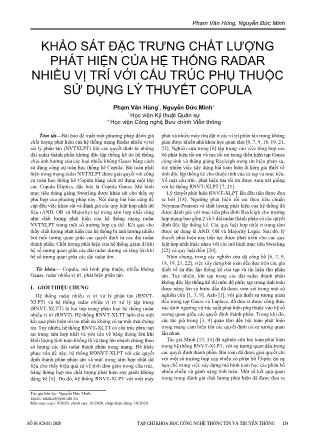 Khảo sát đặc trưng chất lượng phát hiện của hệ thống radar nhiều vị trí với cấu trúc phụ thuộc sử dụng lý thuyết Copula