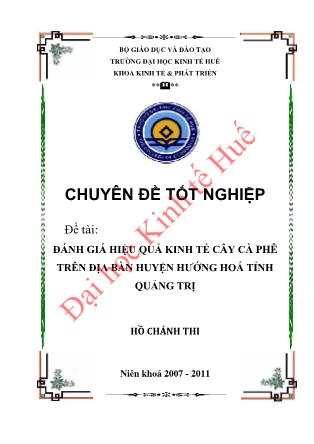 Khóa luận Đánh giá hiệu quả kinh tế cây cà phê của các nông hộ huyện Hướng Hóa, tỉnh Quảng Trị