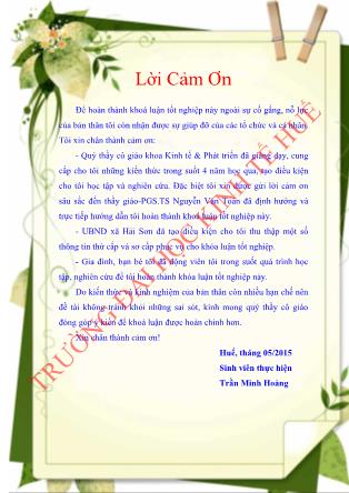 Khóa luận Đánh giá hiệu quả kinh tế chăn nuôi gà thịt trên địa bàn xã Hải Sơn, huyện Hải Lăng, tỉnh Quảng Trị