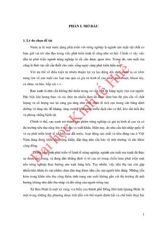 Khóa luận Đánh giá hiệu quả kinh tế của mô hình trồng rau trên cát ở xã Bảo Ninh – Thành phố Đồng Hới – Tỉnh Quảng Bình