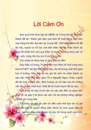 Khóa luận Đánh giá hiệu quả kinh tế hoạt động nuôi tôm của nông hộ trên địa bàn xã Trung Hải
