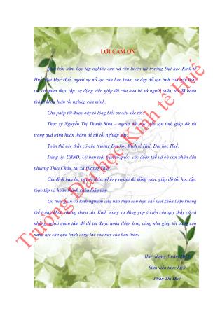 Khóa luận Đánh giá hiệu quả kinh tế sản xuất lúa của các nông hộ ở phường Thủy Châu, thị xã Hương Thủy, tỉnh Thừa Thiên Huế