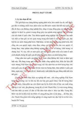 Khóa luận Đánh giá hiệu quả kinh tế sản xuất lúa ở xã Hà Lâm – Huyện Hà Trung – Tỉnh Thanh Hóa