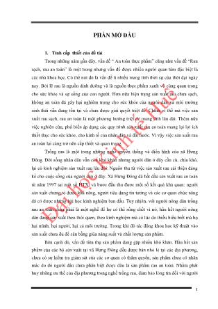 Khóa luận Đánh giá tình hình sản xuất rau an toàn tại xã Hưng Đông - Thành phố Vinh - Nghệ An