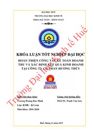 Khóa luận Hoàn thiện công tác kế toán doanh thu và xác định kết quả kinh doanh tại Công ty Cổ phần Hương Thủy