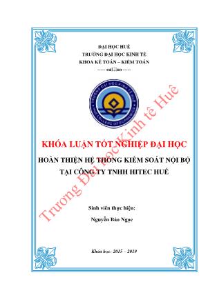 Khóa luận Hoàn thiện hệ thống kiểm soát nội bộ tại Công ty TNHH Hitec Huế