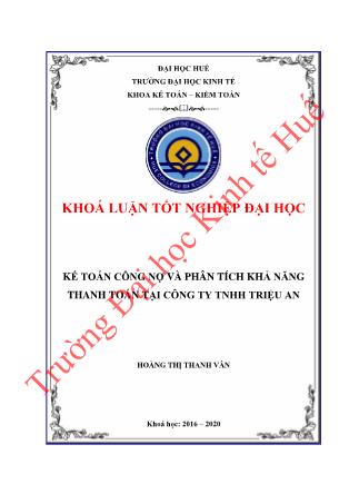 Khóa luận Kế toán công nợ và phân tích khả năng thanh toán tại Công ty TNHH Triệu An