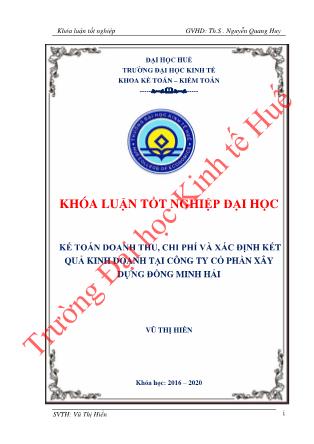 Khóa luận Kế toán doanh thu, chi phí và xác định kết quả kinh doanh tại Công ty Cổ phần Xây dựng Đồng Minh Hải