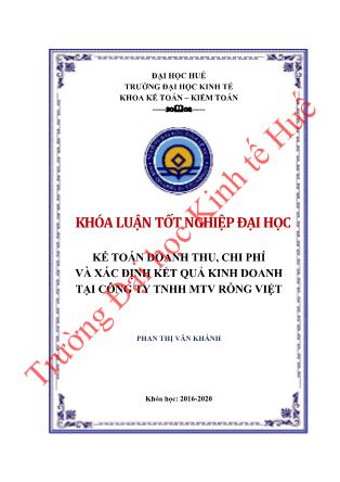 Khóa luận Kế toán doanh thu, chi phí và xác định kết quả kinh doanh tại Công ty TNHH MTV Rồng Việt