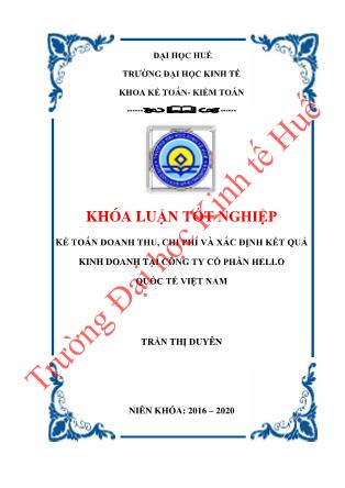 Khóa luận Kế toán doanh thu, chi phí và xác định kết quả kinh doanh tại Công ty Cổ phần Hello Quốc tế Việt Nam