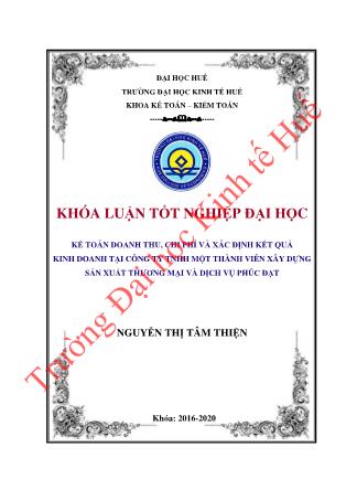 Khóa luận Kế toán doanh thu, chi phí và xác định kết quả kinh doanh tại Công ty TNHH MTV Xây dựng sản xuất thương mại và dịch vụ Phúc Đạt