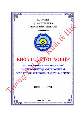 Khóa luận Kế toán doanh thu, chi phí và xác định kết quả kinh doanh tại Công ty TNHH thương mại dịch vụ Bảo Phong