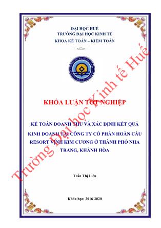 Khóa luận Kế toán doanh thu và xác định kết quả hoạt động kinh doanh tại Công ty Cổ phần Hoàn Cầu Resort Vịnh Kim Cương
