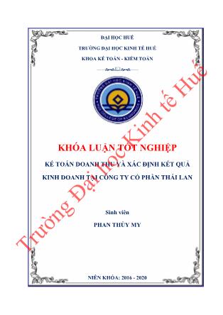 Khóa luận Kế toán doanh thu và xác định kết quả kinh doanh tại Công ty Cổ phần Thái Lan