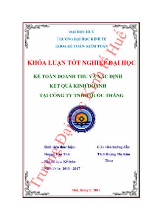 Khóa luận Kế toán doanh thu và xác định kết quả kinh doanh tại Công ty TNHH Quốc Thắng