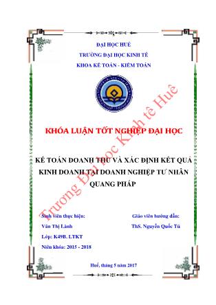 Khóa luận Kế toán doanh thu và xác định kết quả kinh doanh tại doanh nghiệp tư nhân Quang Pháp