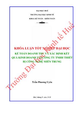 Khóa luận Kế toán doanh thu và xác định kết quả kinh doanh tại Công ty TNHH Thiết bị công nghệ miền Trung