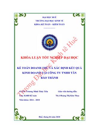 Khóa luận Kế toán doanh thu và xác định kết quả kinh doanh tại Công ty TNHH Tân Bảo Thành