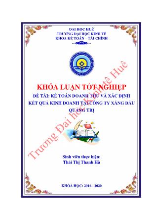 Khóa luận Kế toán doanh thu và xác định kết quả kinh doanh tại Công ty Xăng dầu Quảng Trị