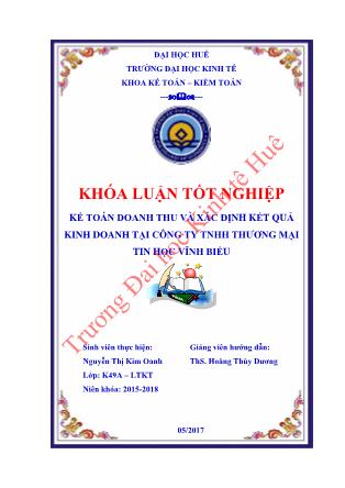 Khóa luận Kế toán doanh thu và xác định kết quả kinh doanh tại Công ty TNHH Thương mại tin học Vĩnh Biểu