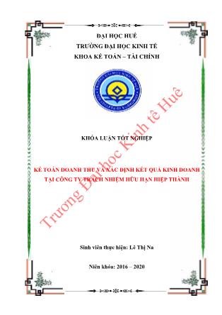 Khóa luận Kế toán doanh thu và xác định kết quả kinh doanh tại Công ty Trách nhiệm Hữu hạn Hiệp Thành