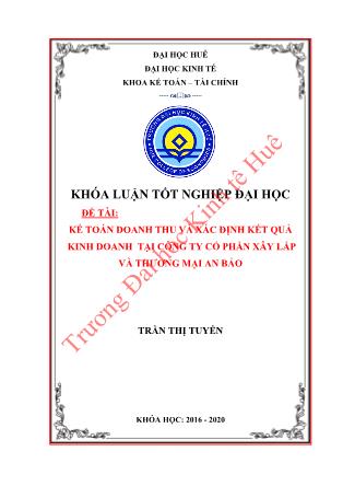 Khóa luận Kế toán doanh thu và xác định kết quả kinh doanh tại Công ty Cổ phần Xây Lắp và Thương Mại An Bảo
