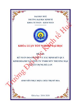 Khóa luận Kế toán doanh thu và xác định kết quả kinh doanh tại Công ty TNHH MTV Thương mại và xây dựng Hà Lan