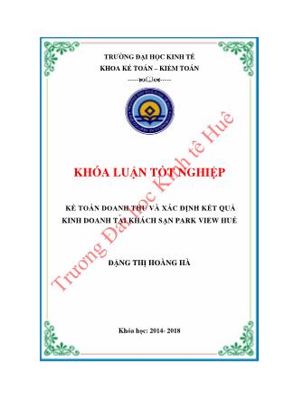 Khóa luận Kế toán doanh thu và xác định kết quả kinh doanh tại khách sạn Park View Huế