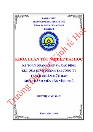 Khóa luận Kế toán doanh thu và xác định kết quả kinh doanh tại Công ty TNHH MTV Tân Vĩnh Phú